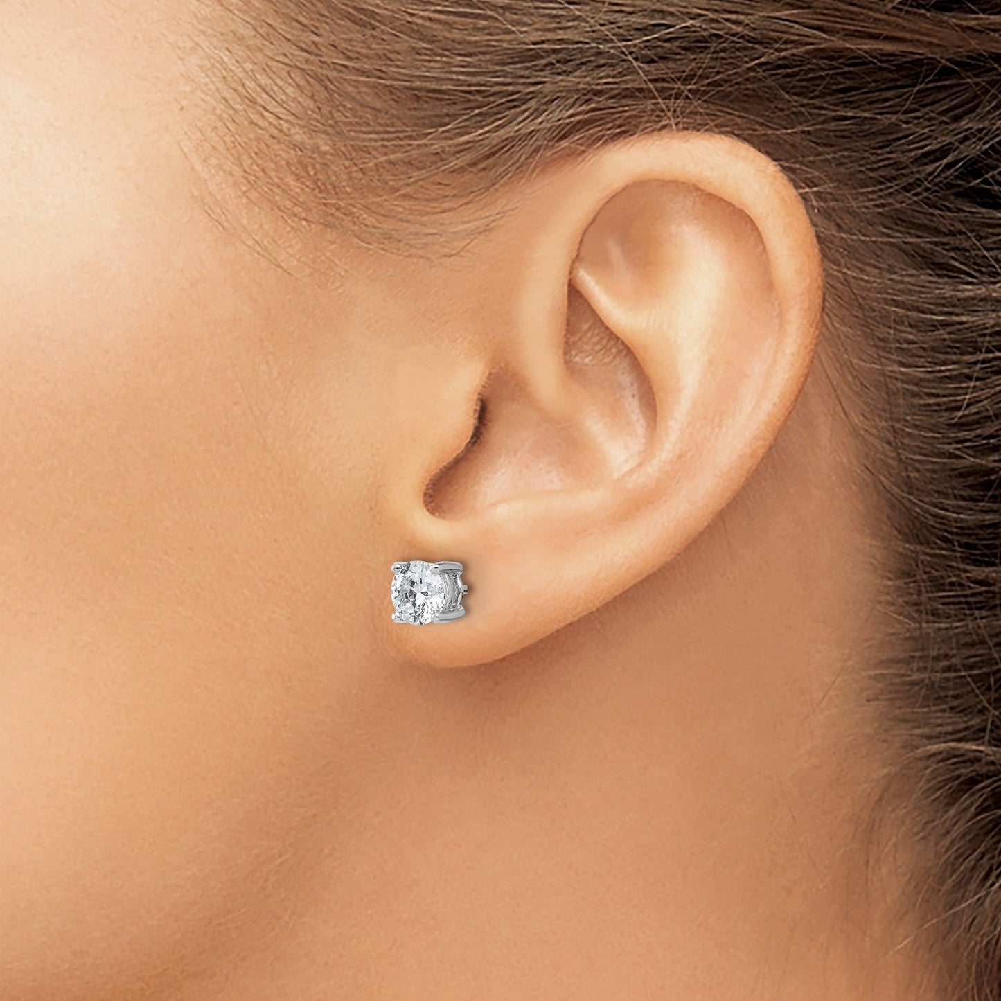 14K White Gold Round Shaped Lab Grown Diamond Stud Earrings