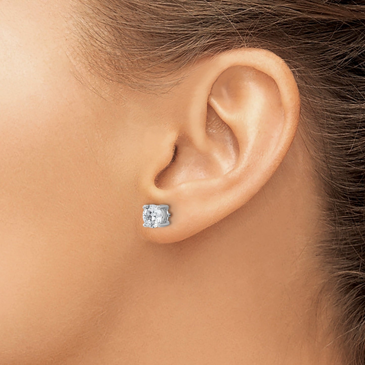 14K White Gold Lab Grown Round Shaped Diamond Stud Earrings