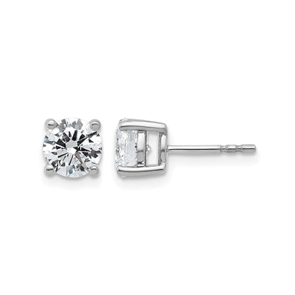 14K White Gold Round Shaped Lab Grown Diamond Stud Earrings