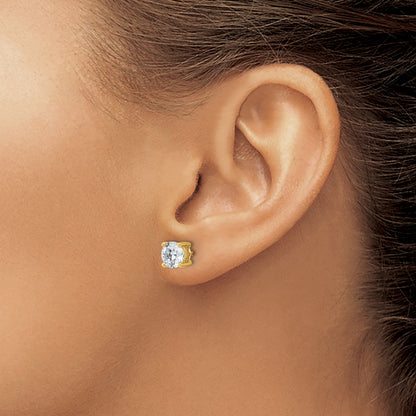 14K Yellow Gold Lab Grown Round Diamond Stud Earrings