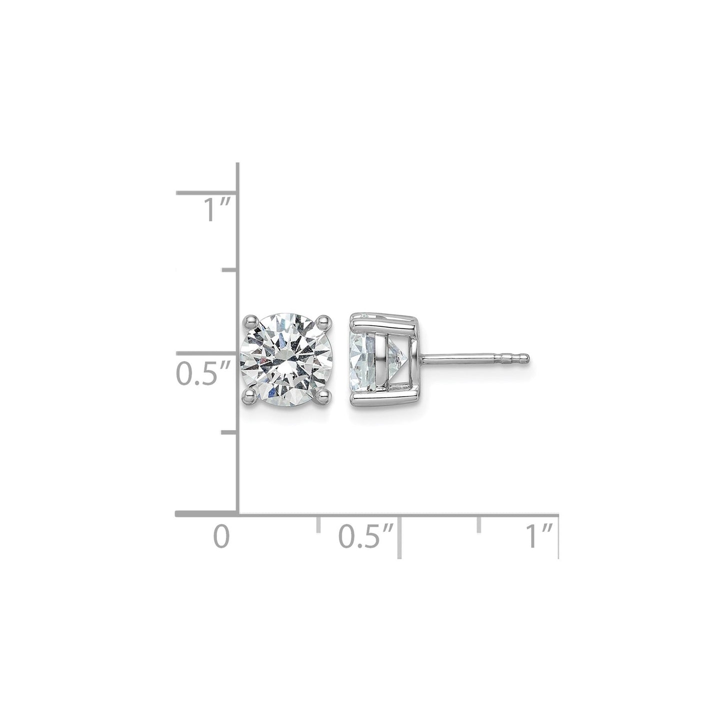 14K White Gold Round Lab Grown Diamond Stud Earrings