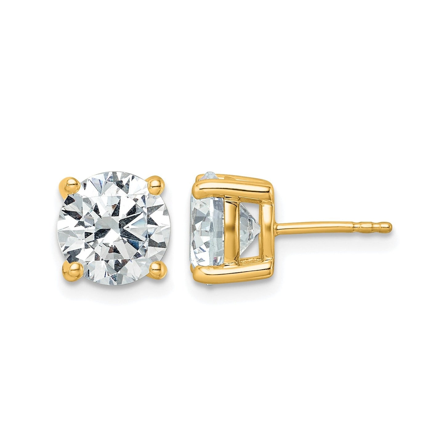 14K Yellow Gold Lab Grown Diamond Round Shaped Stud Earrings