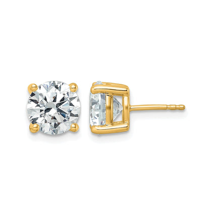 14K Yellow Gold Lab Grown Diamond Round Shaped Stud Earrings