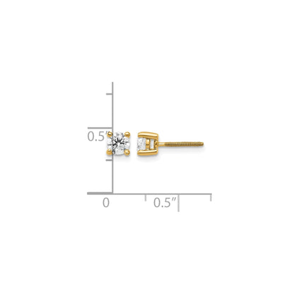 14K Yellow Gold  Lab Diamond Stud Earrings Round Shaped