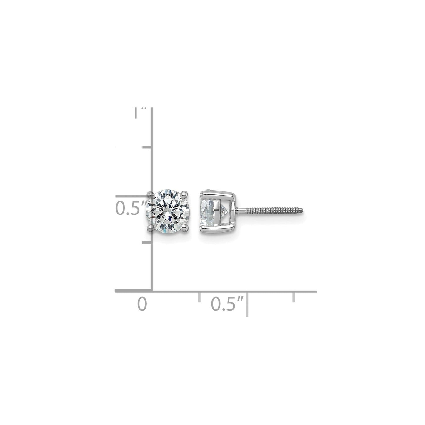14K White Gold Round Shaped Lab Grown Diamond Stud Earrings