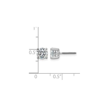 14K White Gold Round Shaped Lab Grown Diamond Stud Earrings