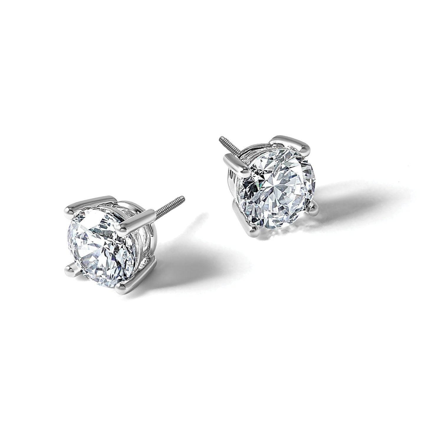 14K White Gold Round Lab Grown Diamond Stud Earrings