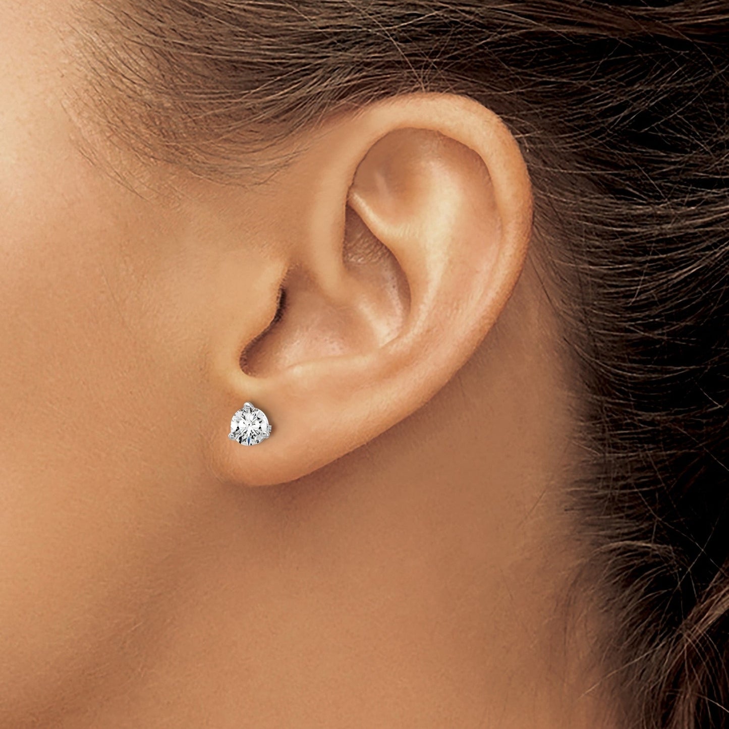 14K White Gold Lab Grown Diamond Round Shaped Stud Earrings