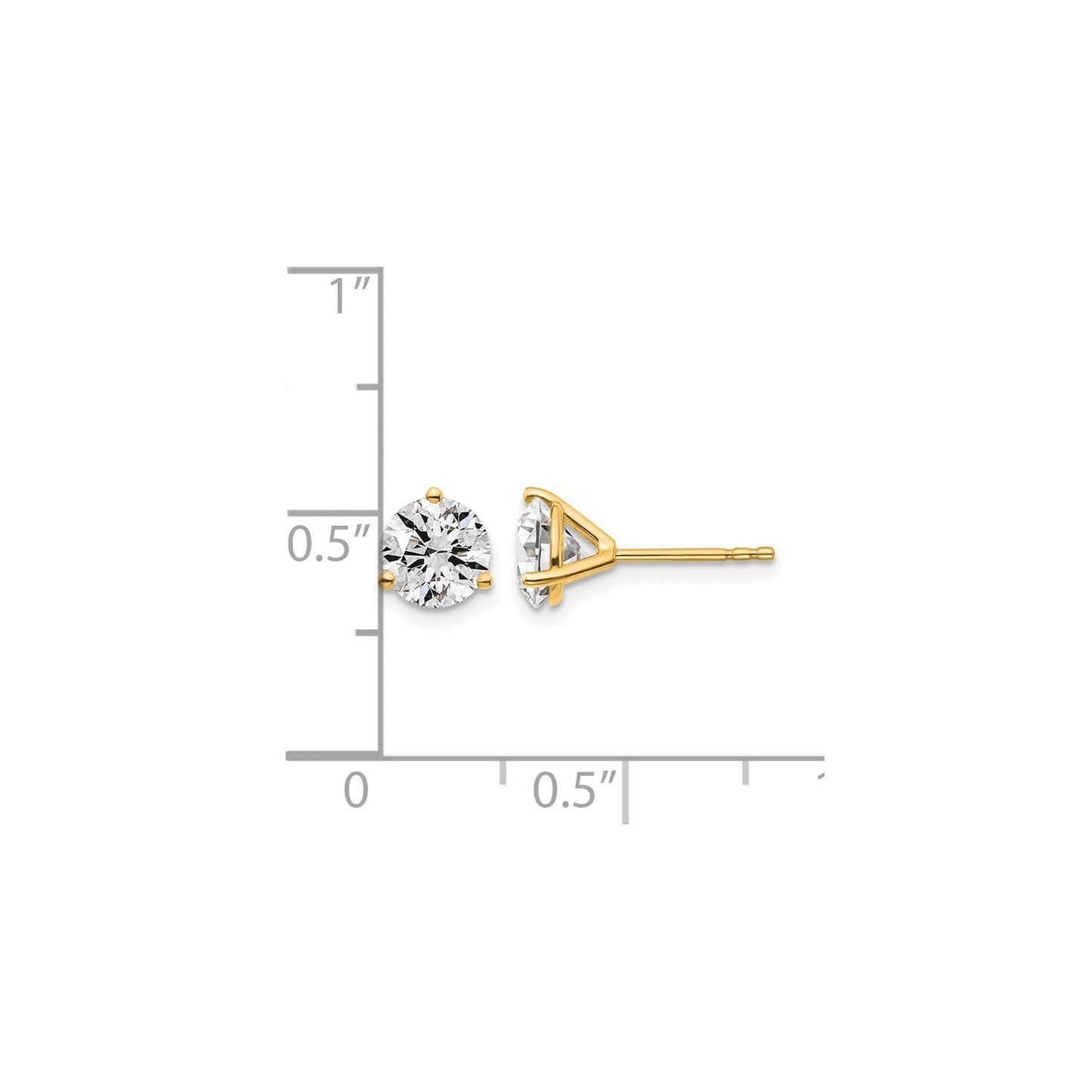 14K Yellow Gold Diamond Lab Grown Round Shaped Stud Earrings