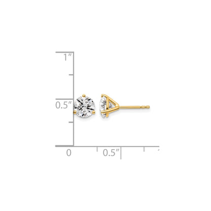 14K Yellow Gold Diamond Lab Grown Round Shaped Stud Earrings