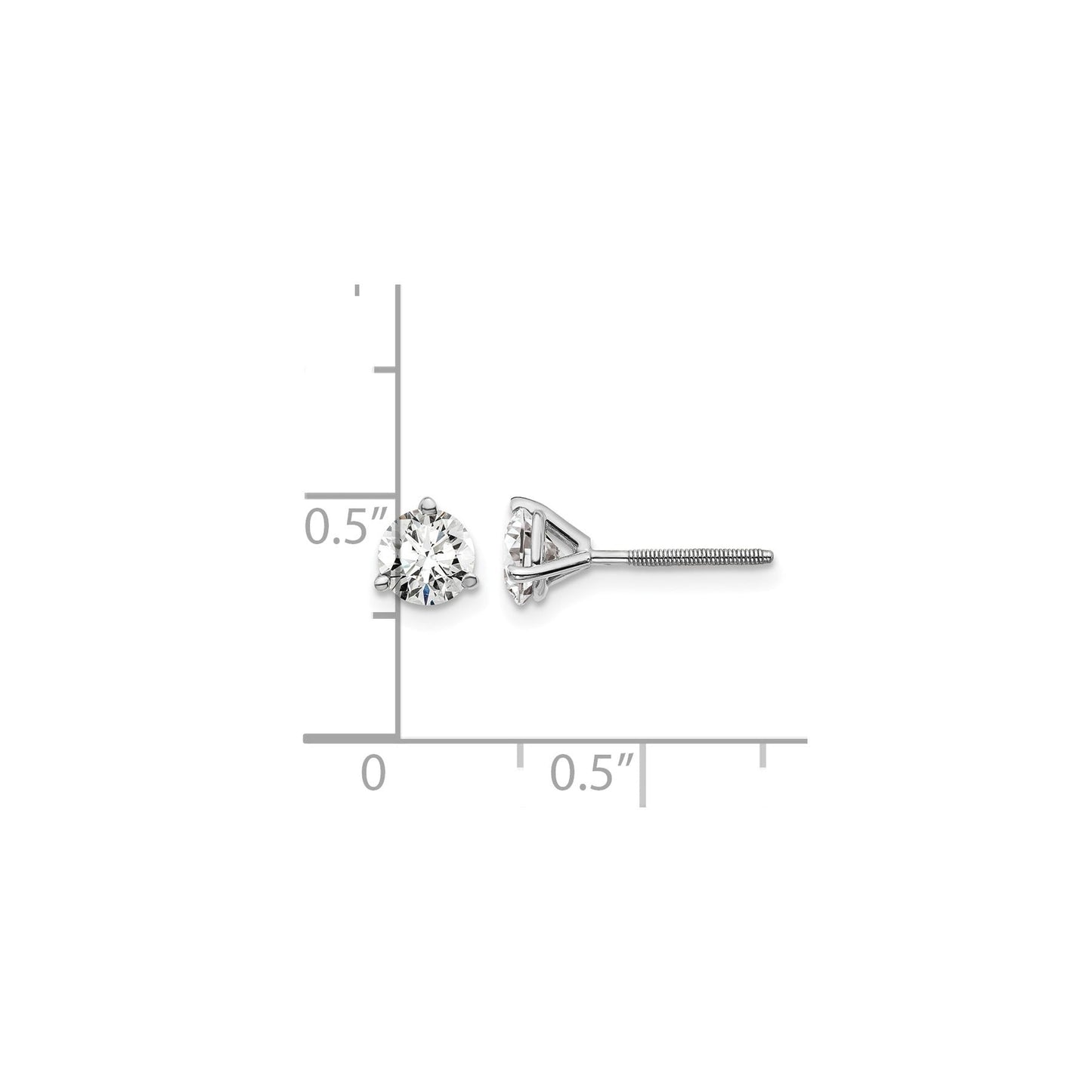14K White Gold Round Shaped Lab Diamond Stud Earrings