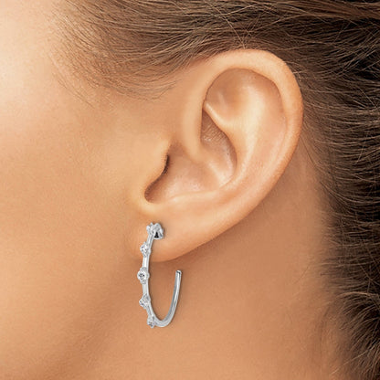 14k White Gold Lab Grown Diamond C-Hoop Post Earrings
