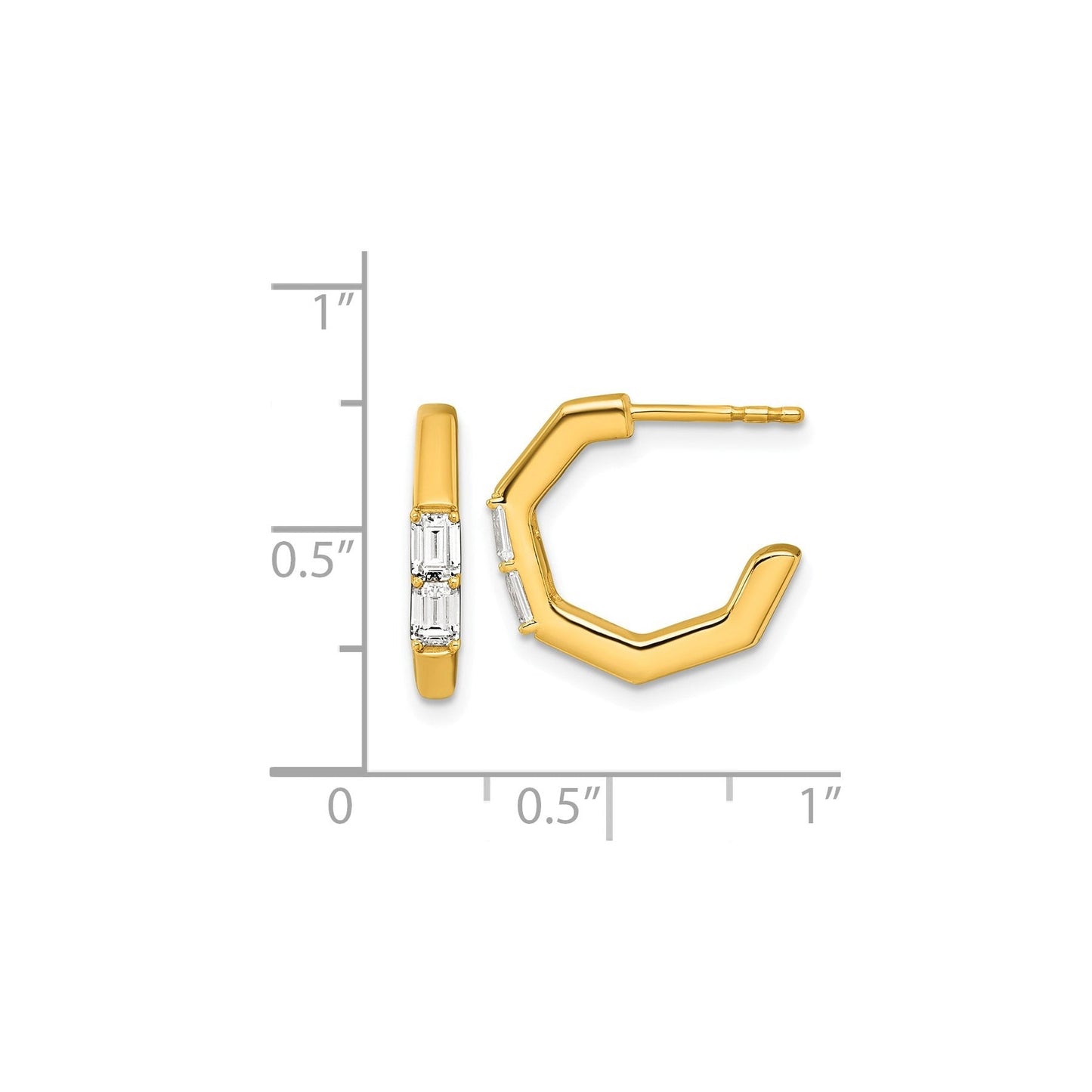 14K Yellow Gold 1/2 carat Lab Grown Diamond C-Hoop Earrings