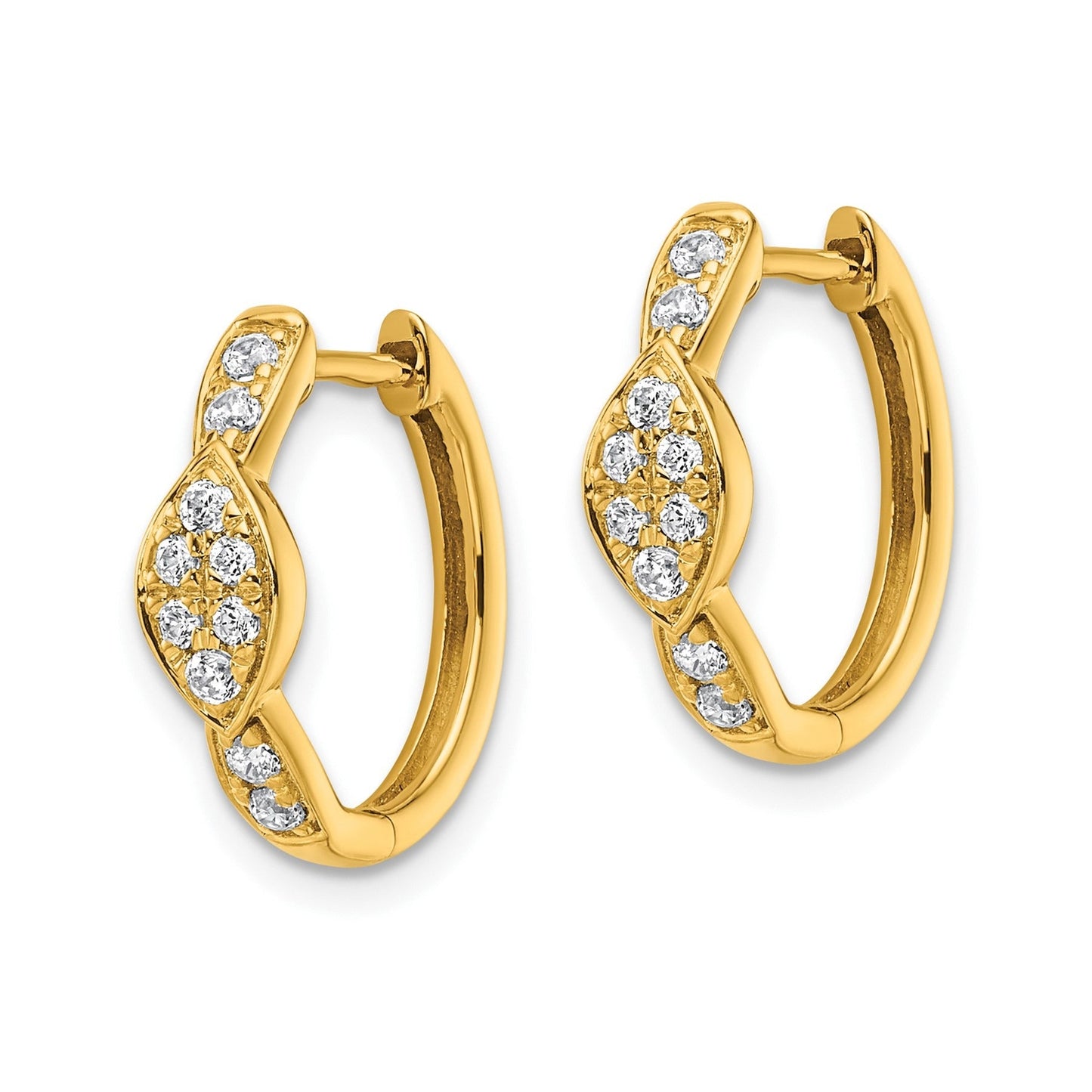 14K Yellow Gold Round Lab Diamond Hinged Hoop Earrings