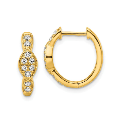 14K Yellow Gold Round Lab Diamond Hinged Hoop Earrings