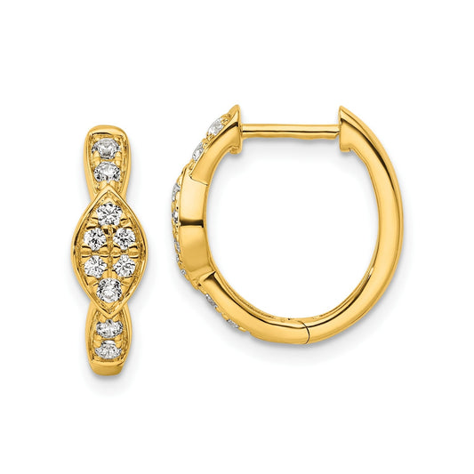 14K Yellow Gold Round Lab Diamond Hinged Hoop Earrings