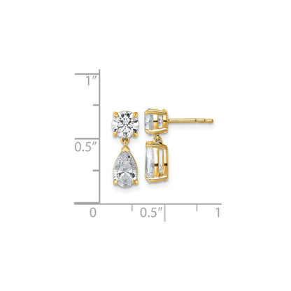 14K Yellow Gold Lab Diamond Post Dangle Earrings
