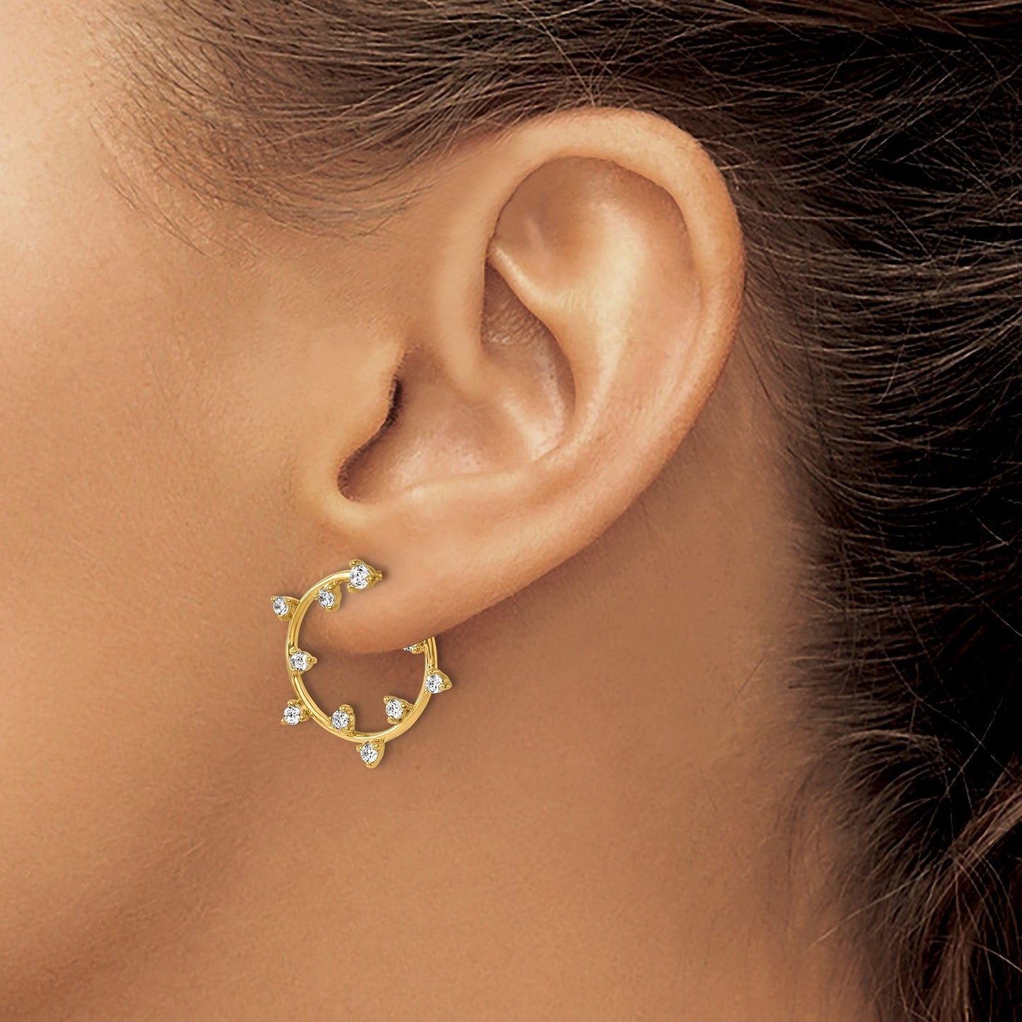 14K Gold 1/2 carat Lab Grown Diamond Circular Post Stud Earrings