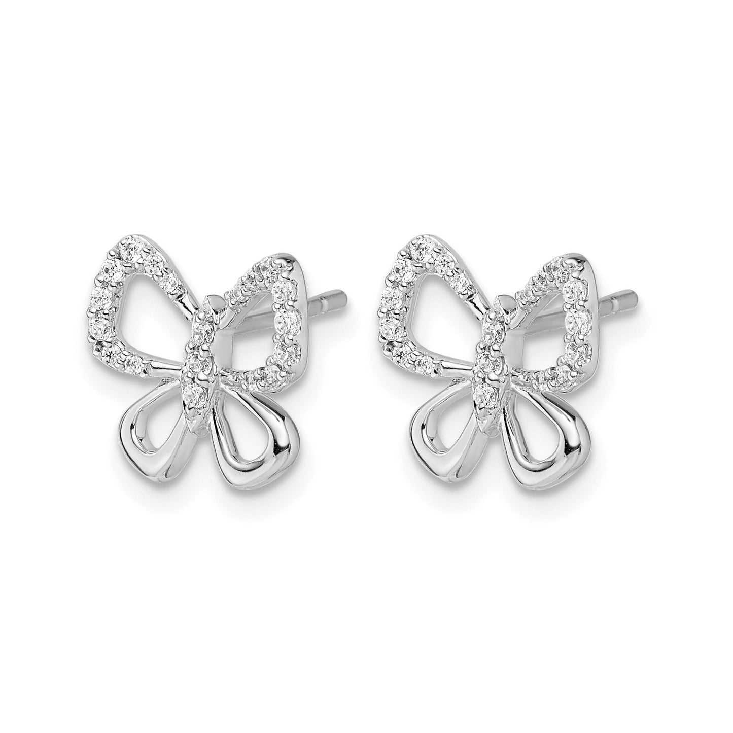 14K White Gold Lab Grown Diamond Butterfly Stud Earrings 0.16 Ct