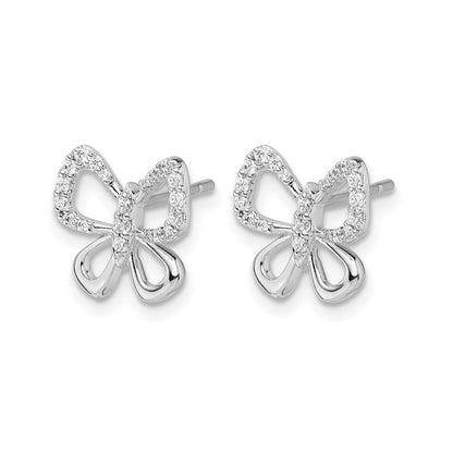 14K White Gold Lab Grown Diamond Butterfly Stud Earrings 0.16 Ct
