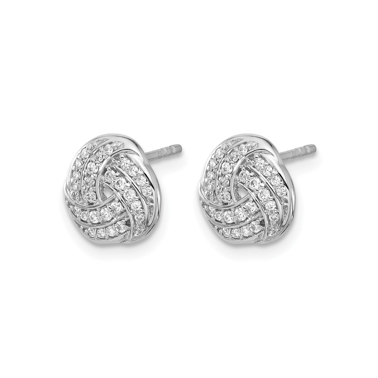 14k White Gold Lab Grown Diamond Love Knot Stud Earrings 0.5 Ct