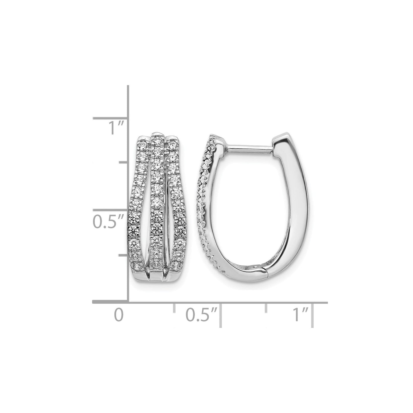 14k White Gold Lab Grown Diamond Hinged Hoop Earrings