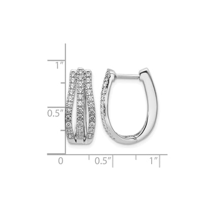 14k White Gold Lab Grown Diamond Hinged Hoop Earrings