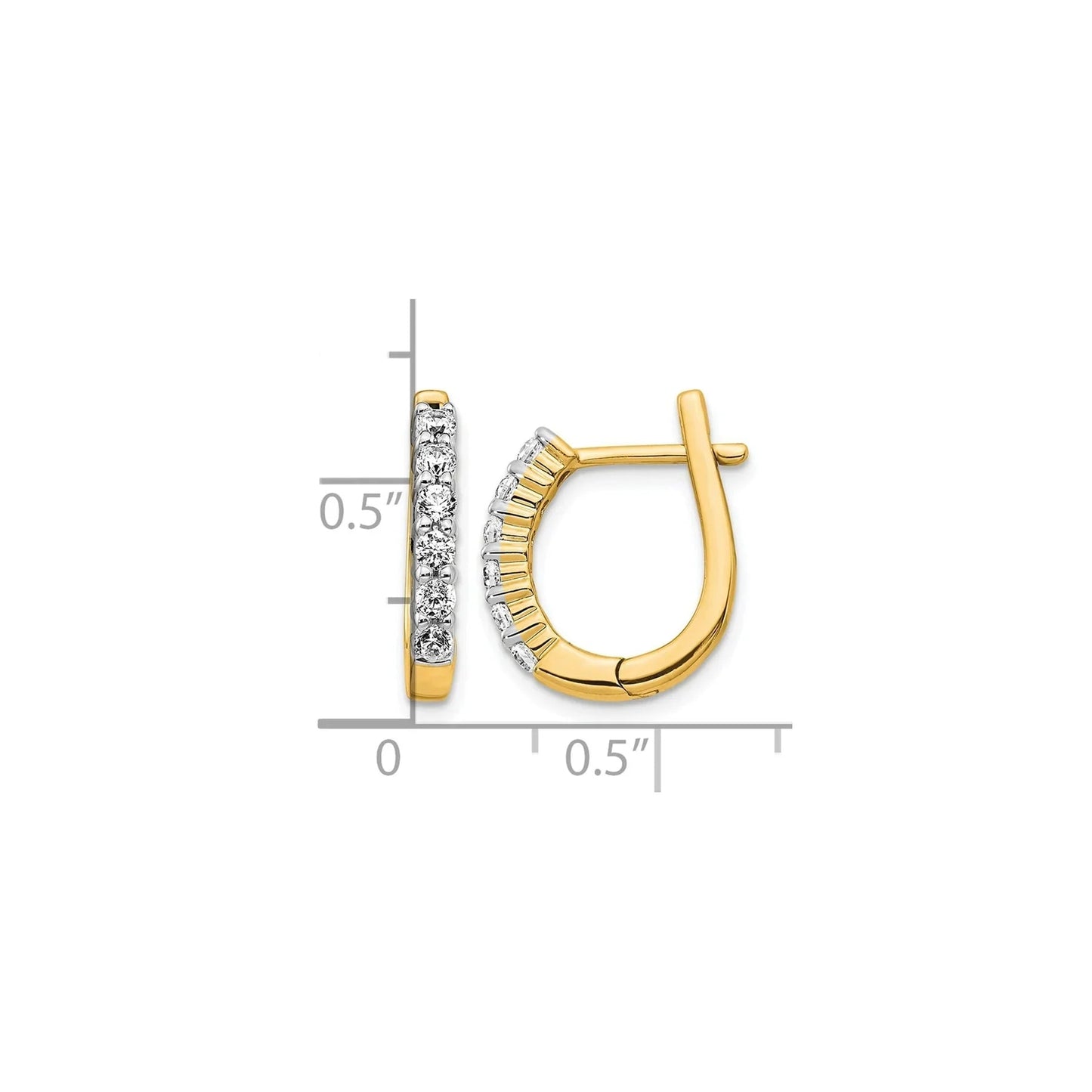 14k Gold Lab Grown Diamond Hinged Hoop Earrings