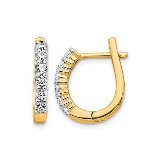 14k Gold Lab Grown Diamond Hinged Hoop Earrings