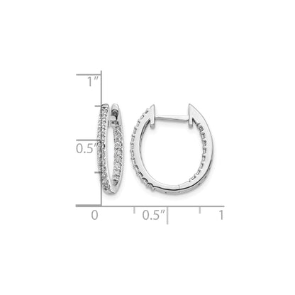 14K White Gold Lab Grown Diamond Hinged Tennis Hoop Earrings 0.5 Ct