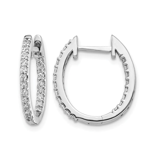14K White Gold Lab Grown Diamond Hinged Tennis Hoop Earrings 0.5 Ct
