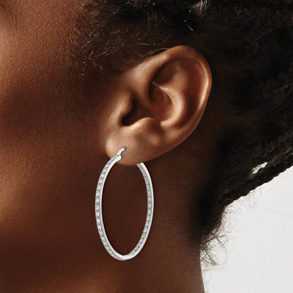 14K Gold Lab Grown Diamond In and Out Hoop Earrings 0.5 Ct
