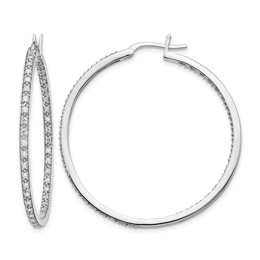 14K Gold Lab Grown Diamond In and Out Hoop Earrings 0.5 Ct