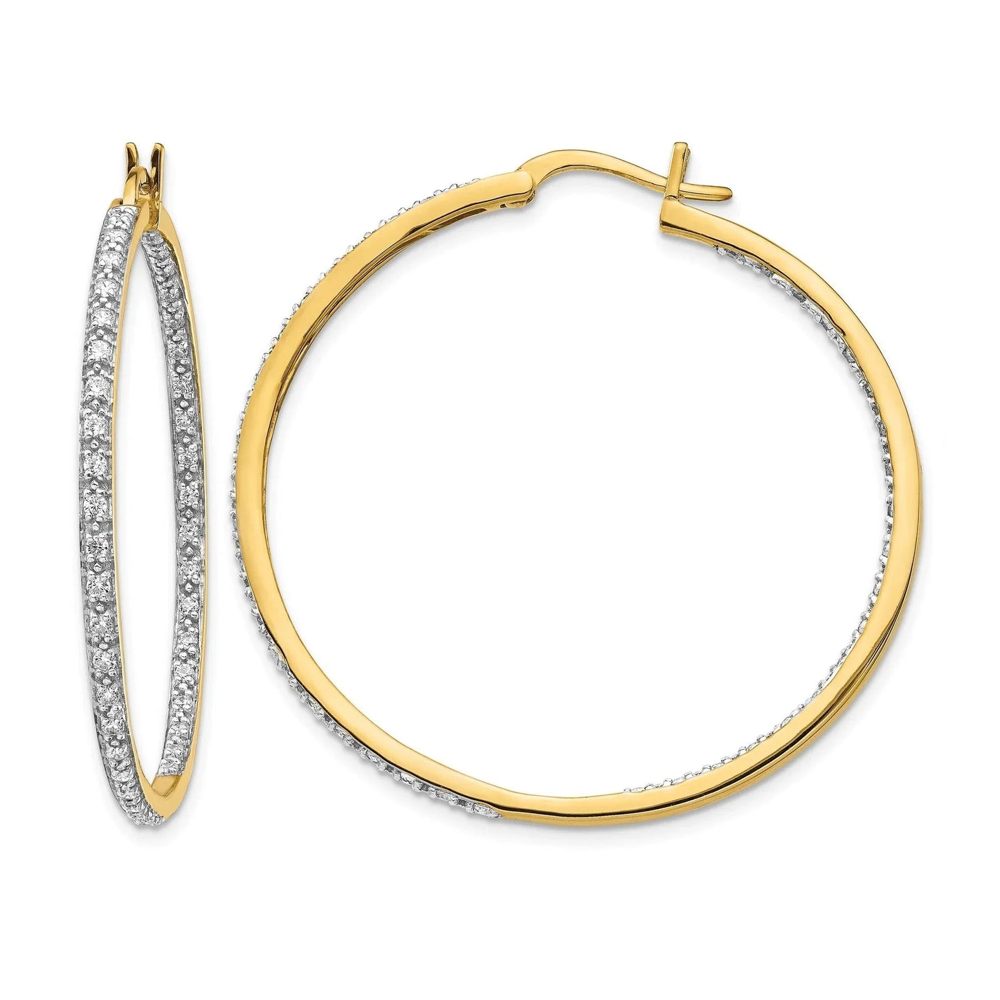 14K Gold Lab Grown Diamond In and Out Hoop Earrings 0.5 Ct