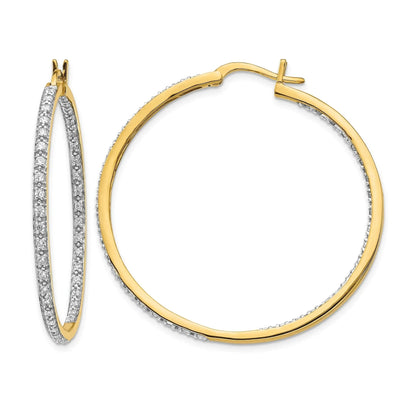 14K Gold Lab Grown Diamond In and Out Hoop Earrings 0.5 Ct