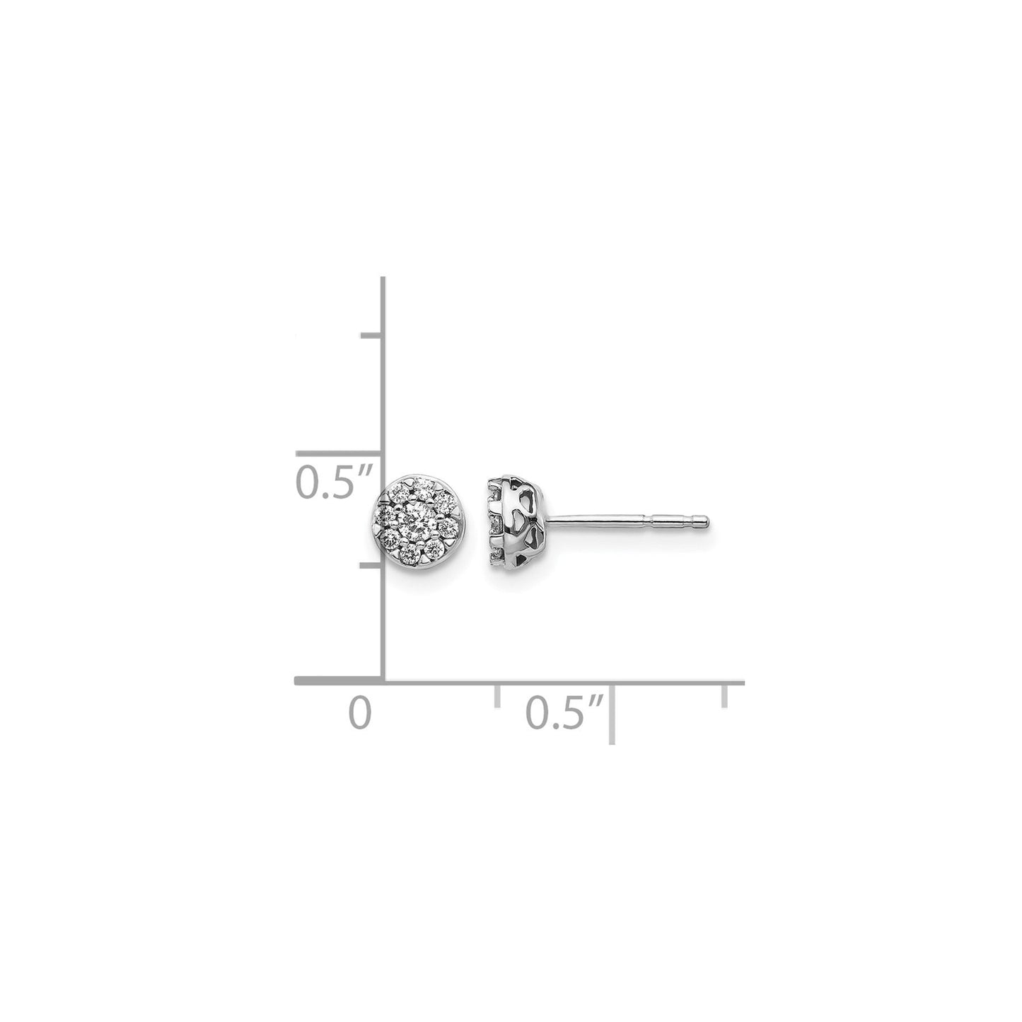 14k White Gold Lab Grown Diamond Cluster Stud Earrings 0.2 Ct