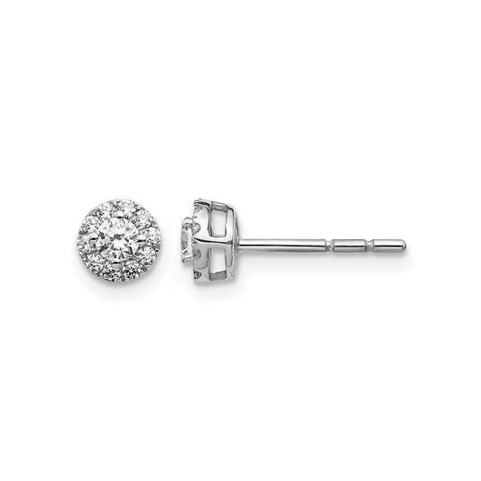 14k White Gold Lab Grown Diamond Cluster Studs Earrings