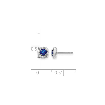 14k White Gold 1/5 carat Lab Grown Diamond Created Sapphire Stud Earrings