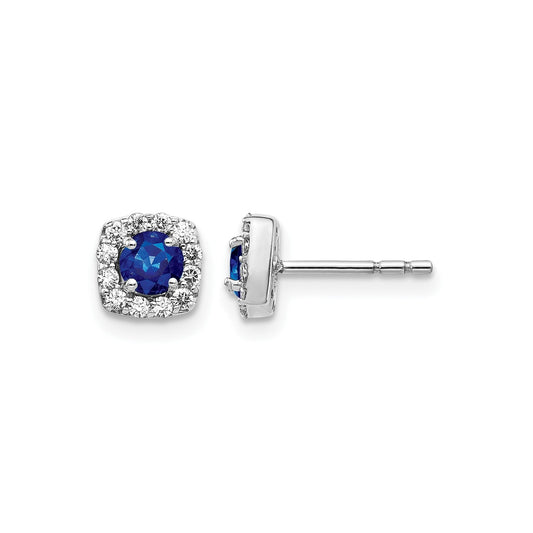 14k White Gold 1/5 carat Lab Grown Diamond Created Sapphire Stud Earrings