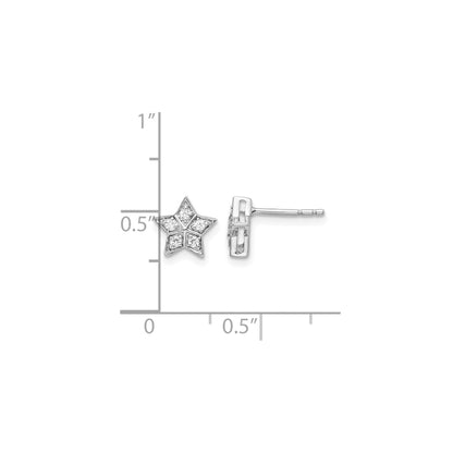 14k White Gold Lab Grown Diamond Star Post Stud Earrings .10 Ct