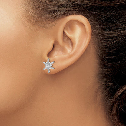 14K White Gold Lab Grown Diamond Star Post Stud Earrings 0.625 Ct