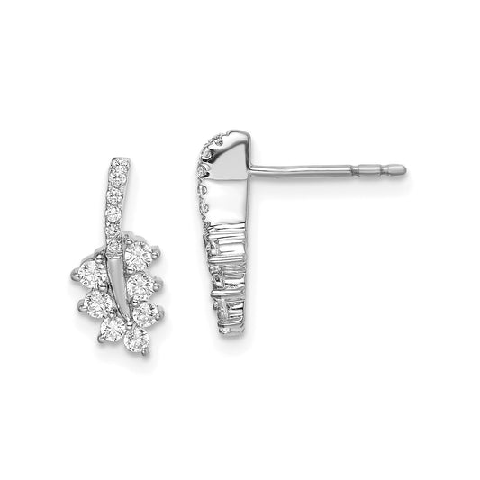 14k White Gold Lab Grown Diamond Leaf Post Earrings 0.37 Ct