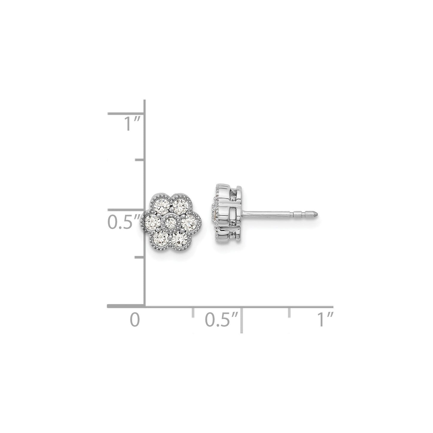 14k White Gold Lab Grown Diamond Floral Post Stud Earrings 0.50 Ct