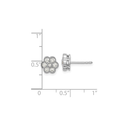 14k White Gold Lab Grown Diamond Floral Post Stud Earrings 0.50 Ct