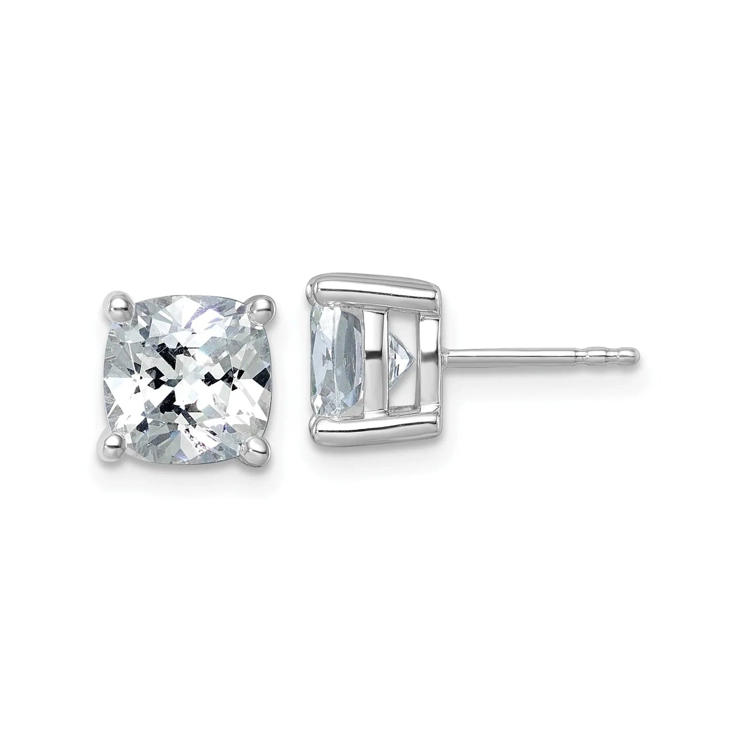 14K Gold Lab Grown Diamond Cushion Four Prong Stud Earrings