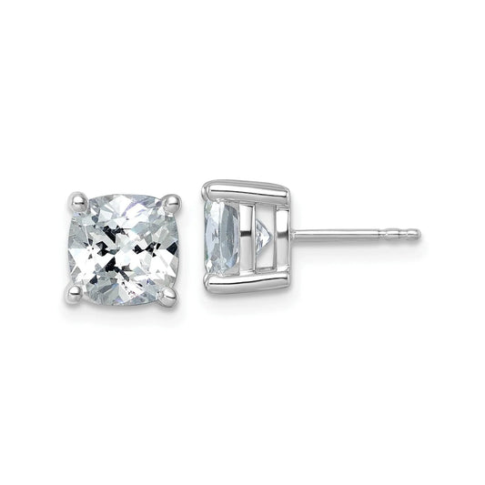 14K Gold Lab Grown Diamond Cushion Four Prong Stud Earrings