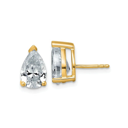 14K Gold Lab Grown Diamond Pear Three Prong Stud Earrings
