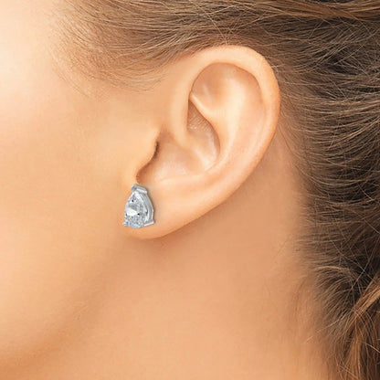 14K Gold Lab Grown Diamond Pear Three Prong Stud Earrings