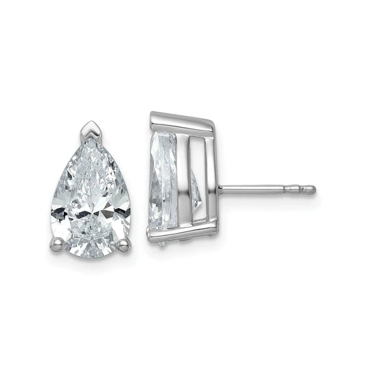 14K Gold Lab Grown Diamond Pear Three Prong Stud Earrings