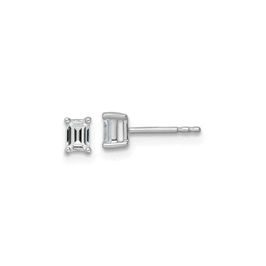 14K Gold Lab Grown Diamond Emerald Cut Four Prong Stud Earrings